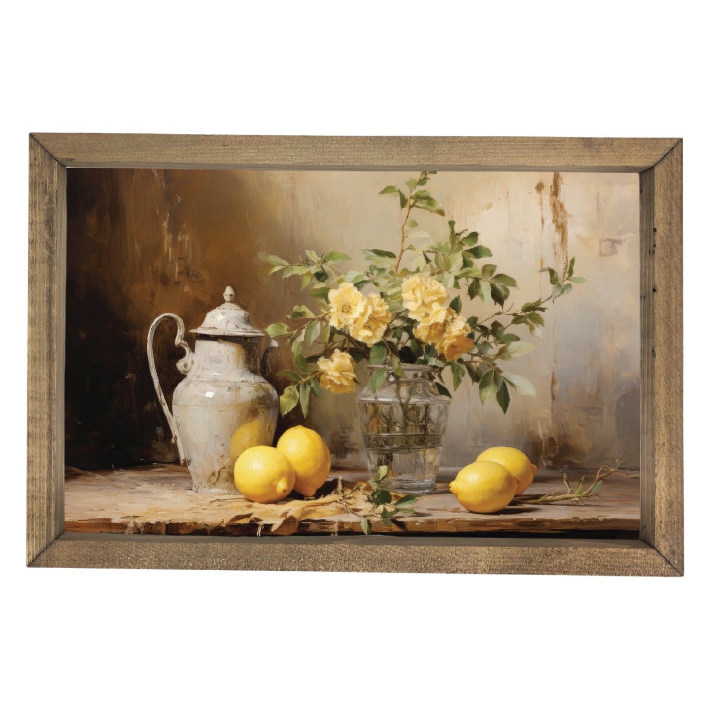Floral Vase with Lemons Framed Art