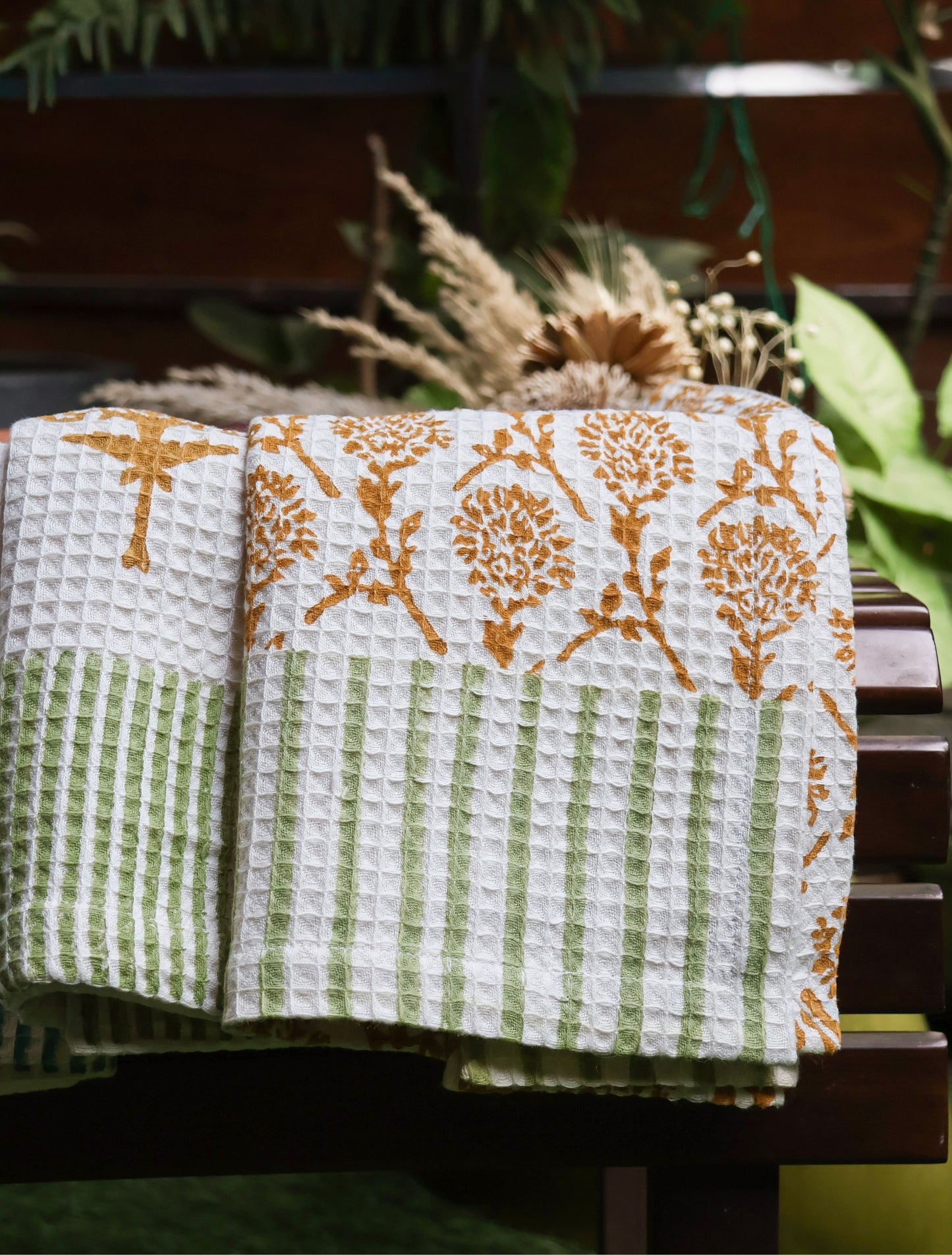 Nikhar Cotton Waffle Kitchen Towel - Tawny Orange