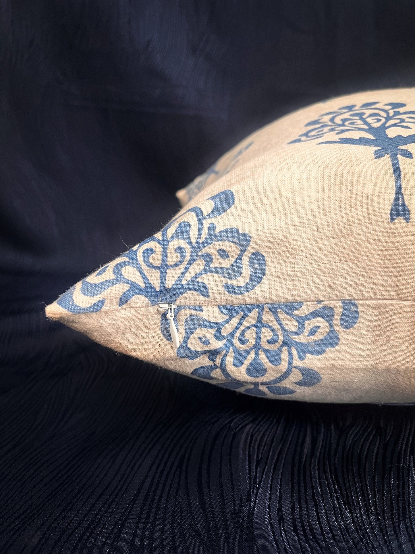 Blue Harmony - Pure Linen Throw Pillow Cover