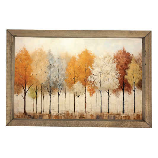 Line of Autumn Trees Framed Art