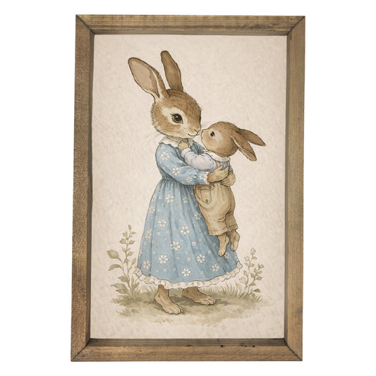 Bunny Mother and Son Framed Art