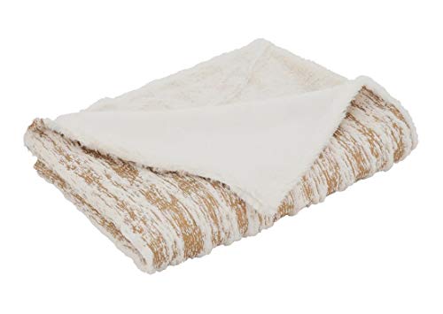 Fennco Styles Brushed Metallic Foil Collection Glamorous Faux Fur 50 x 60 Inch Throw – Gold Throw Blanket for Couch, Bedroom and Living Room Décor