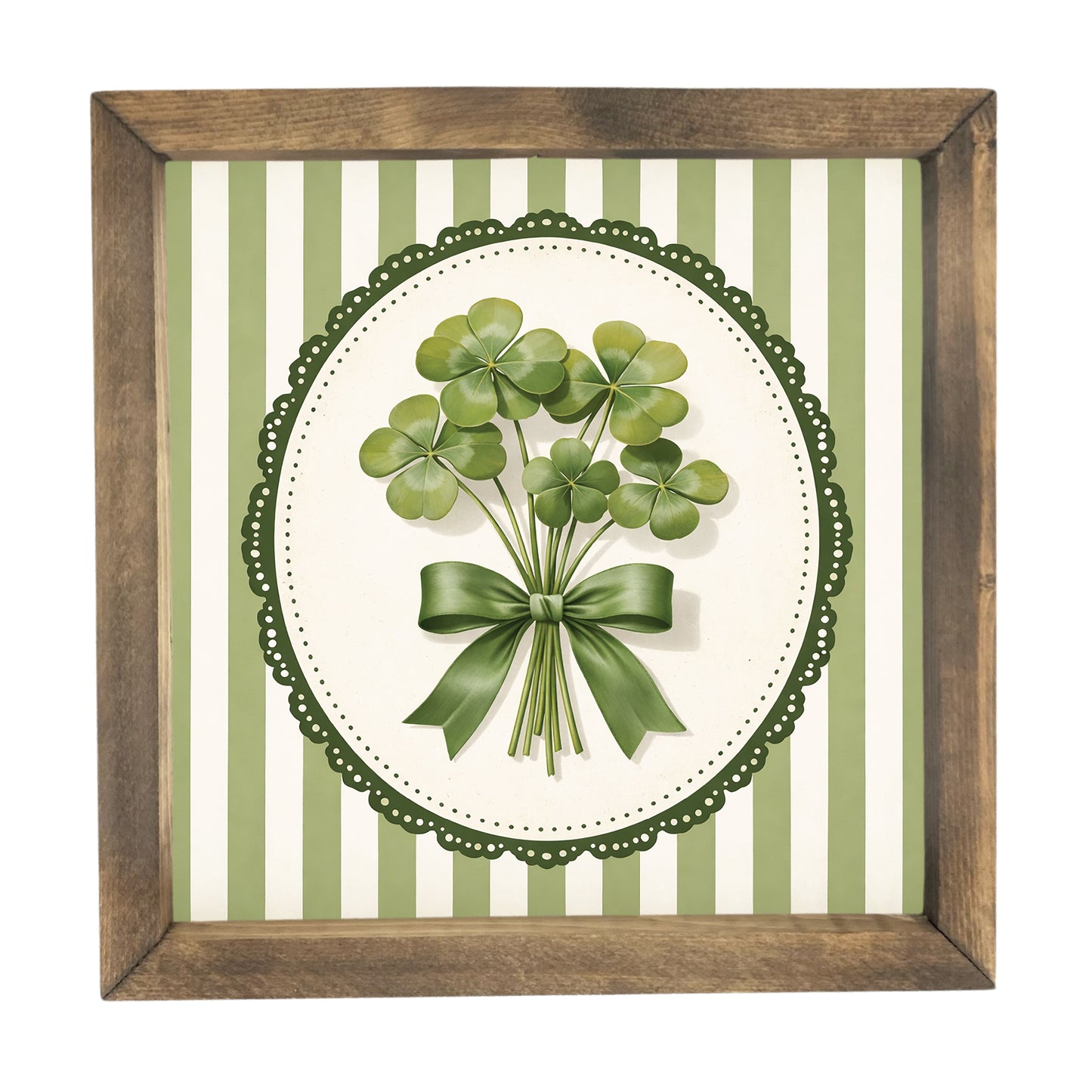 Shamrock Bow Stripe Framed Art