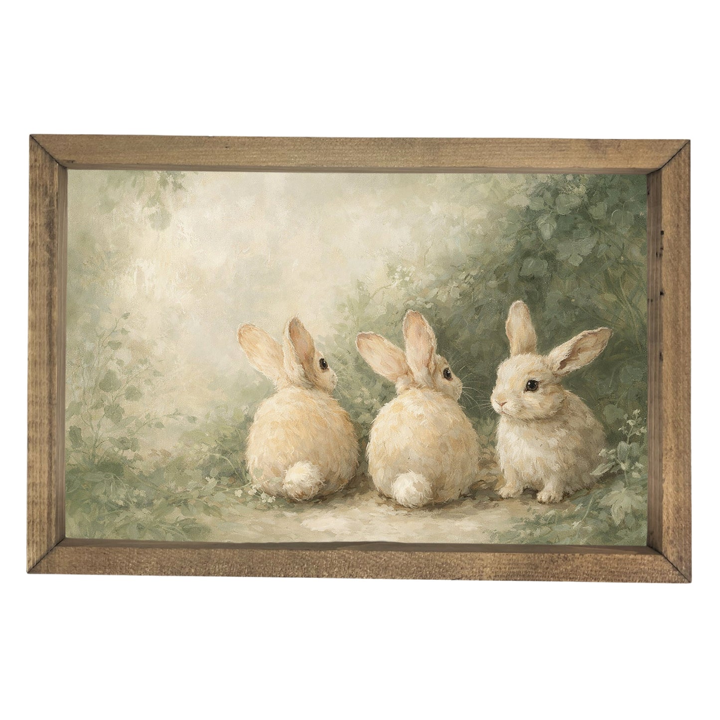 Three Bunnies Behind Framed Art