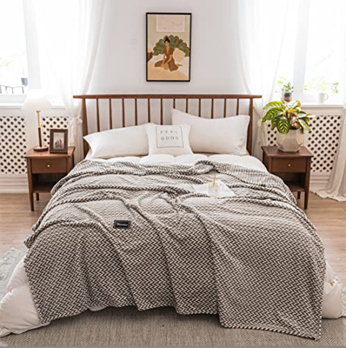 Fennco Styles Braided Design Plush Extra Warm and Soft Throw Blanket 59" W x 79" L - Grey Woven Flannel Fleece Large Blanket for Couch, Bedroom, Living Room Décor
