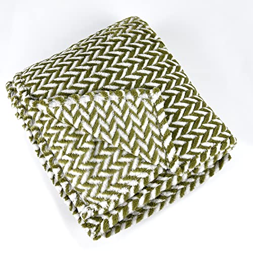 Fennco Styles Braided Design Plush Extra Warm and Soft Throw Blanket 59" W x 79" L - Grey Woven Flannel Fleece Large Blanket for Couch, Bedroom, Living Room Décor