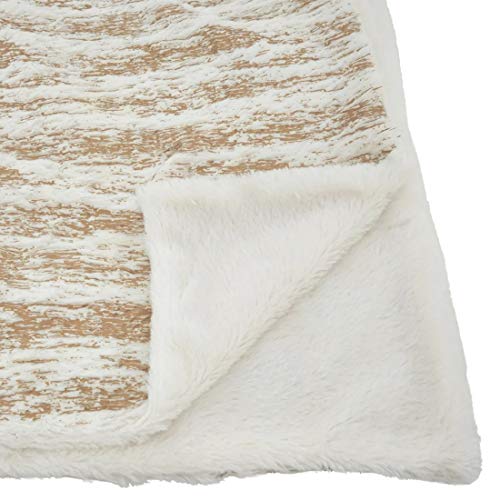 Fennco Styles Brushed Metallic Foil Collection Glamorous Faux Fur 50 x 60 Inch Throw – Gold Throw Blanket for Couch, Bedroom and Living Room Décor