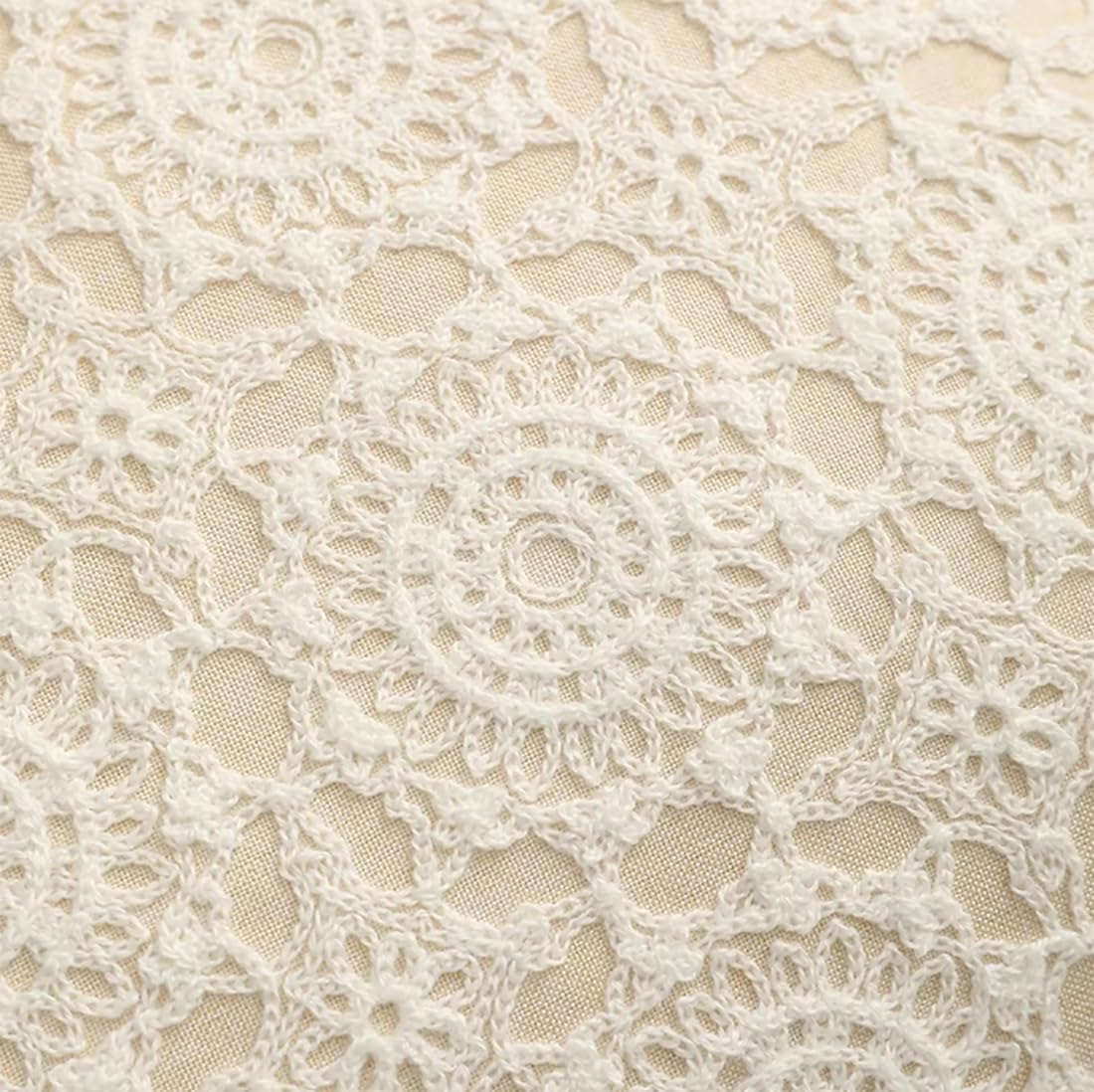 Fennco Styles Embroidered Lace Floral Decorative Filled Lumbar Throw Pillow 12" W X 20" L – White Kaleidoscope Cushion for Couch, Sofa, Bedroom, Office and Living Room Décor