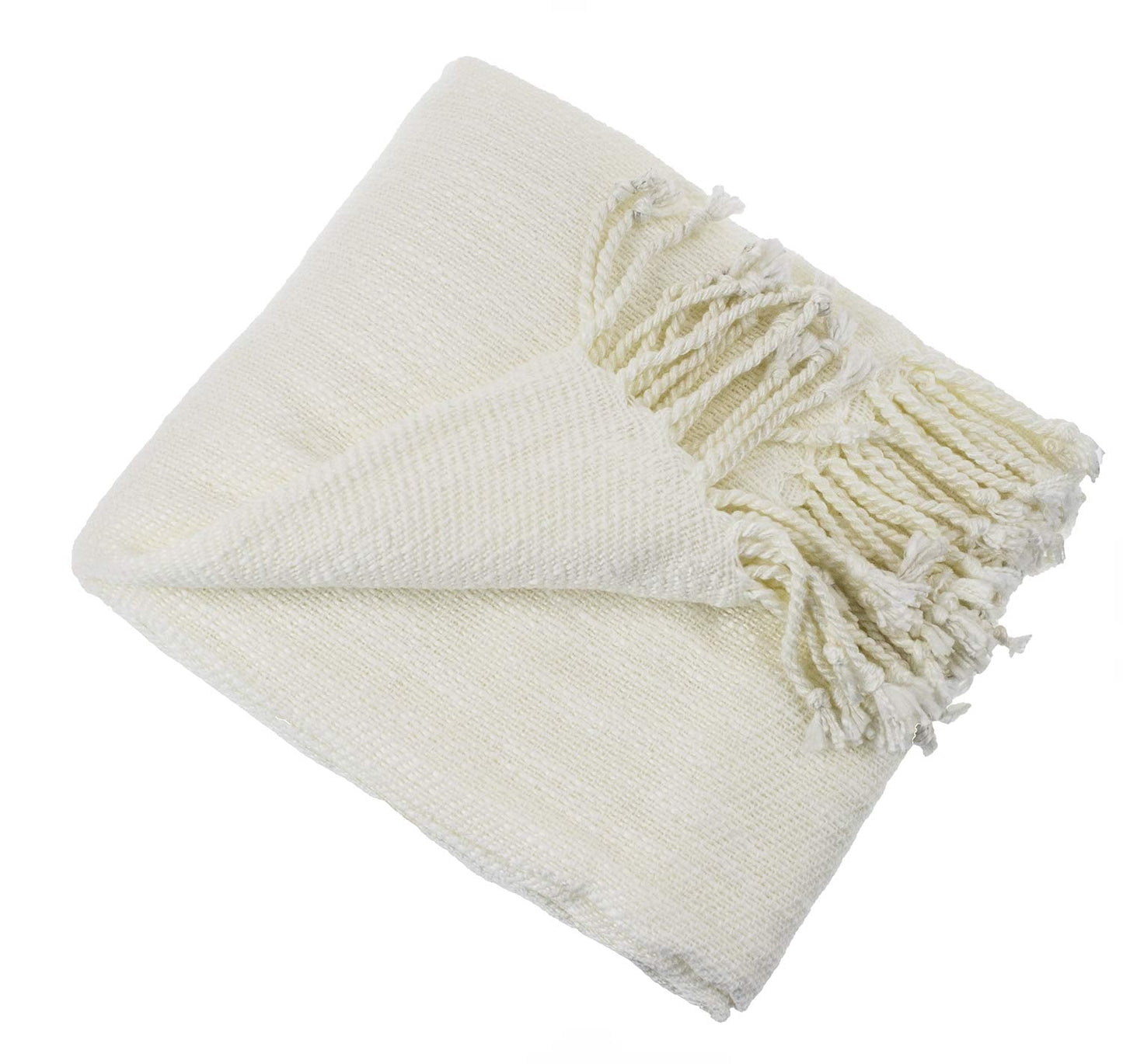 Fennco Styles Classic Woven Solid Lightweight Throw Blanket with Fringe Design 50" W x 60" L - 4 Colors