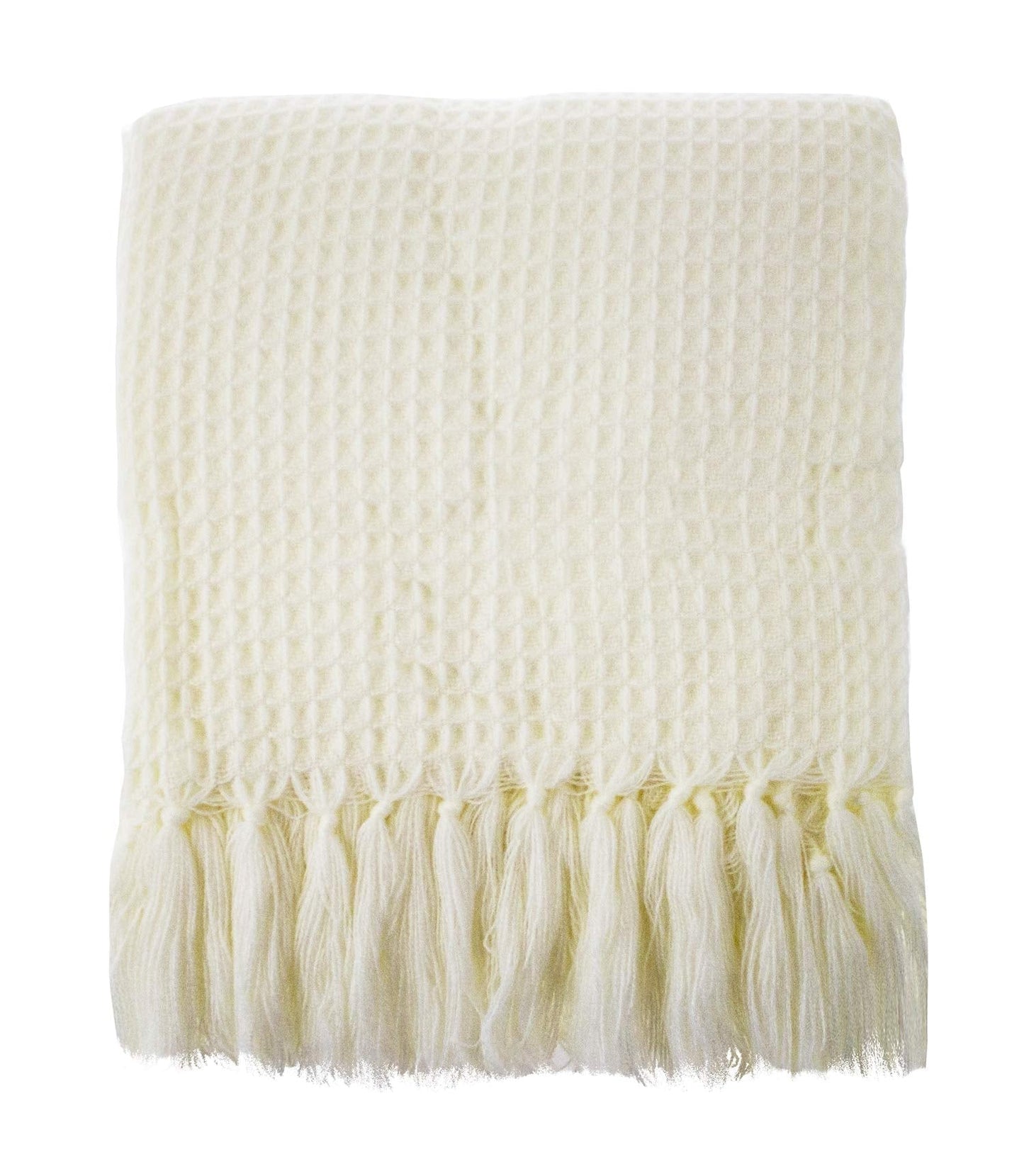Fennco Styles Classic Waffle Weave Tassel Trim 50 x 60 Inch Throw - Grey Throw Blanket for Couch, Bedroom and Living Room Décor
