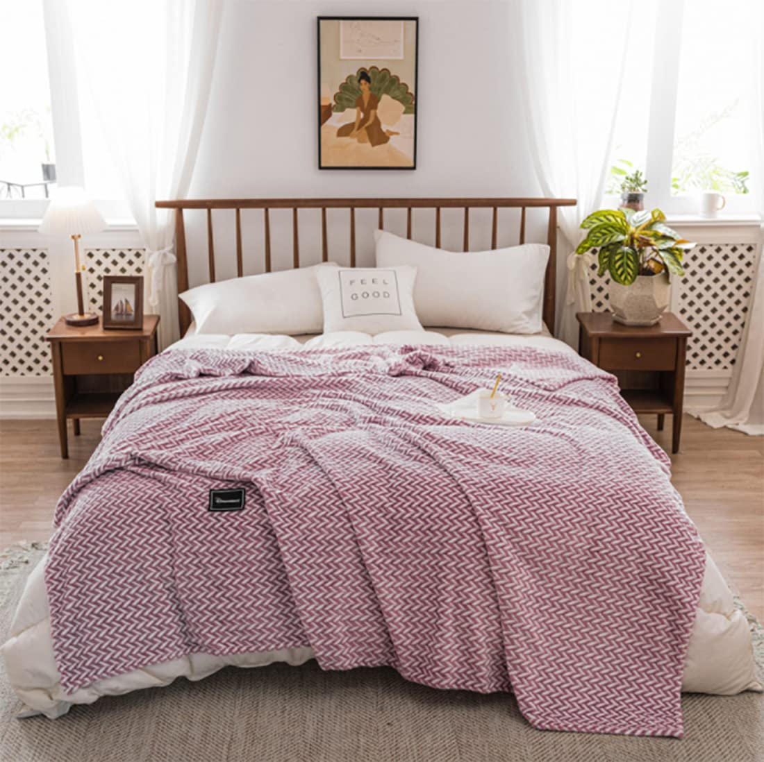 Fennco Styles Braided Design Plush Extra Warm and Soft Throw Blanket 59" W x 79" L - Grey Woven Flannel Fleece Large Blanket for Couch, Bedroom, Living Room Décor