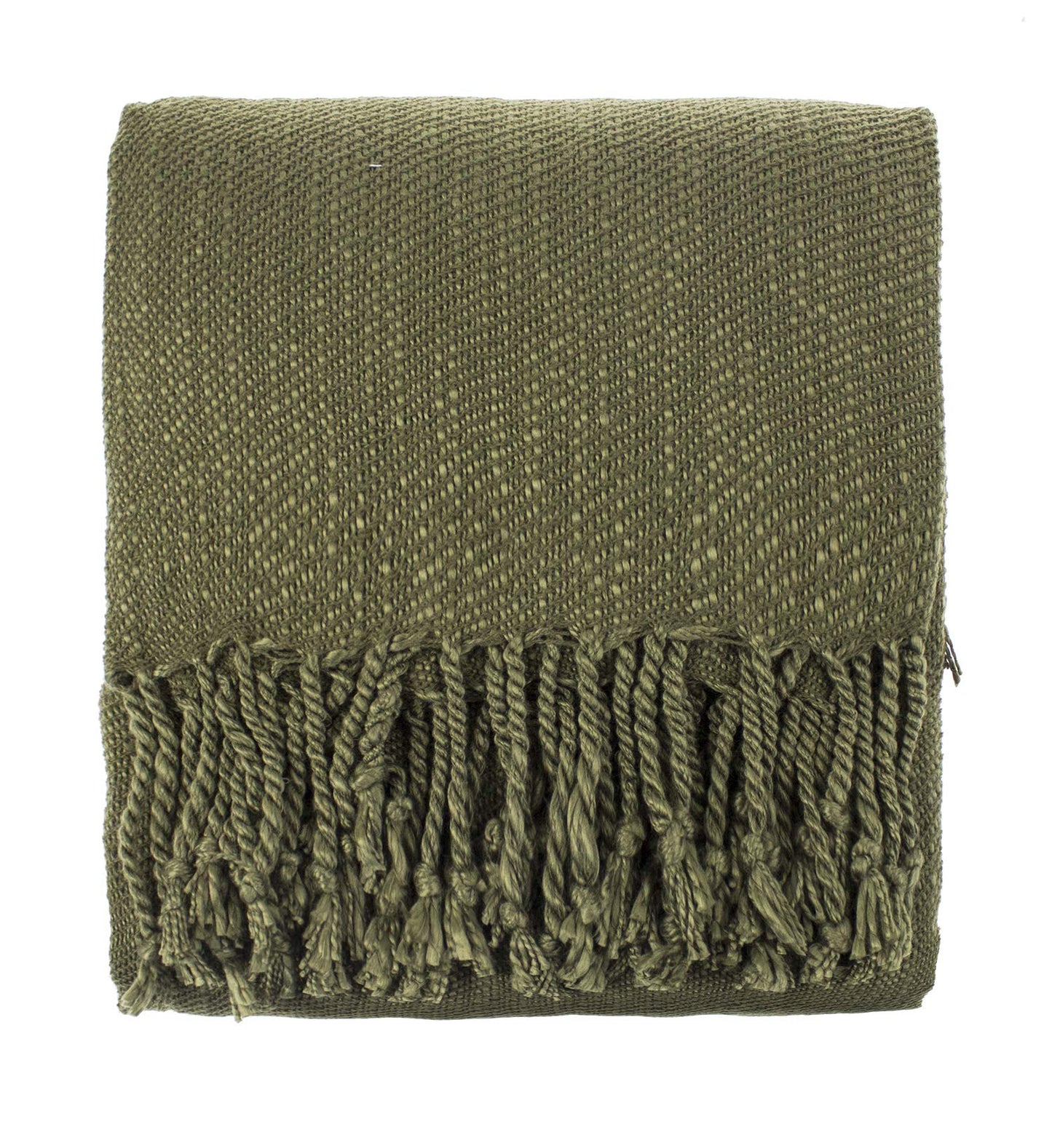 Fennco Styles Classic Woven Solid Lightweight Throw Blanket with Fringe Design 50" W x 60" L - 4 Colors