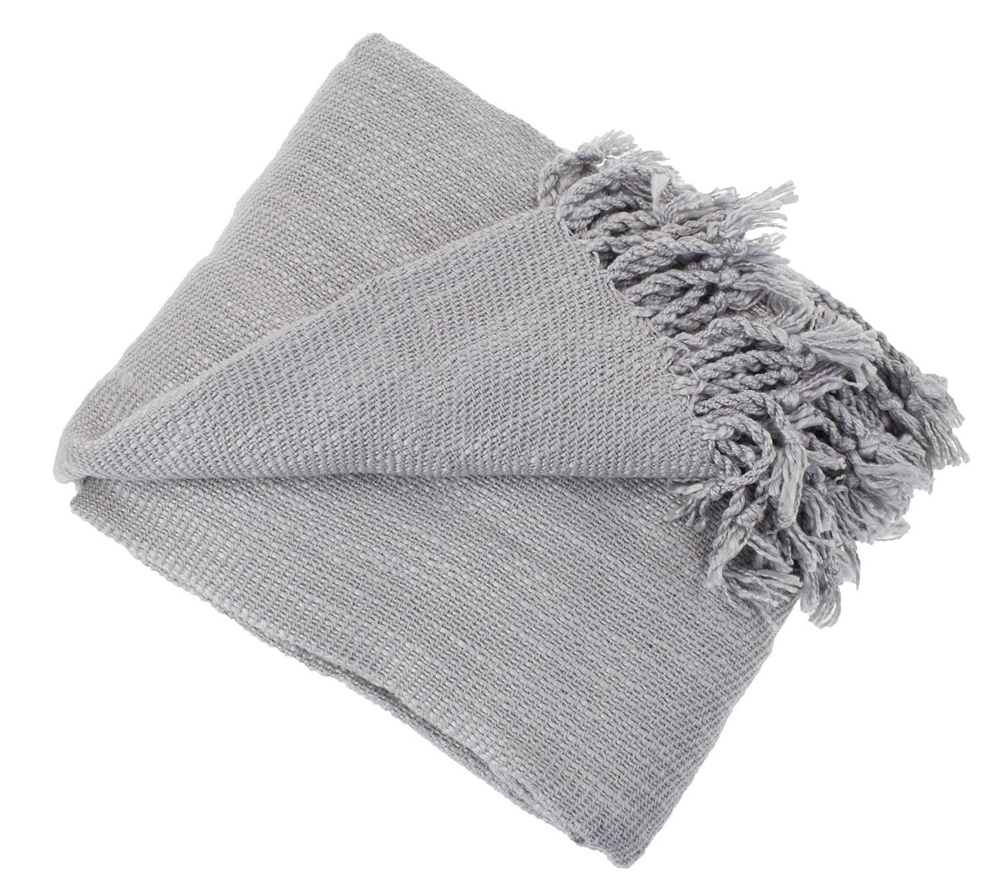 Fennco Styles Classic Woven Solid Lightweight Throw Blanket with Fringe Design 50" W x 60" L - 4 Colors