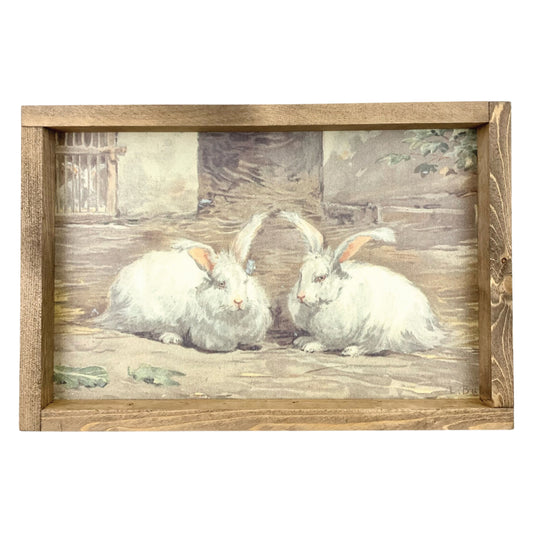 Pair of White Rabbits Framed Art