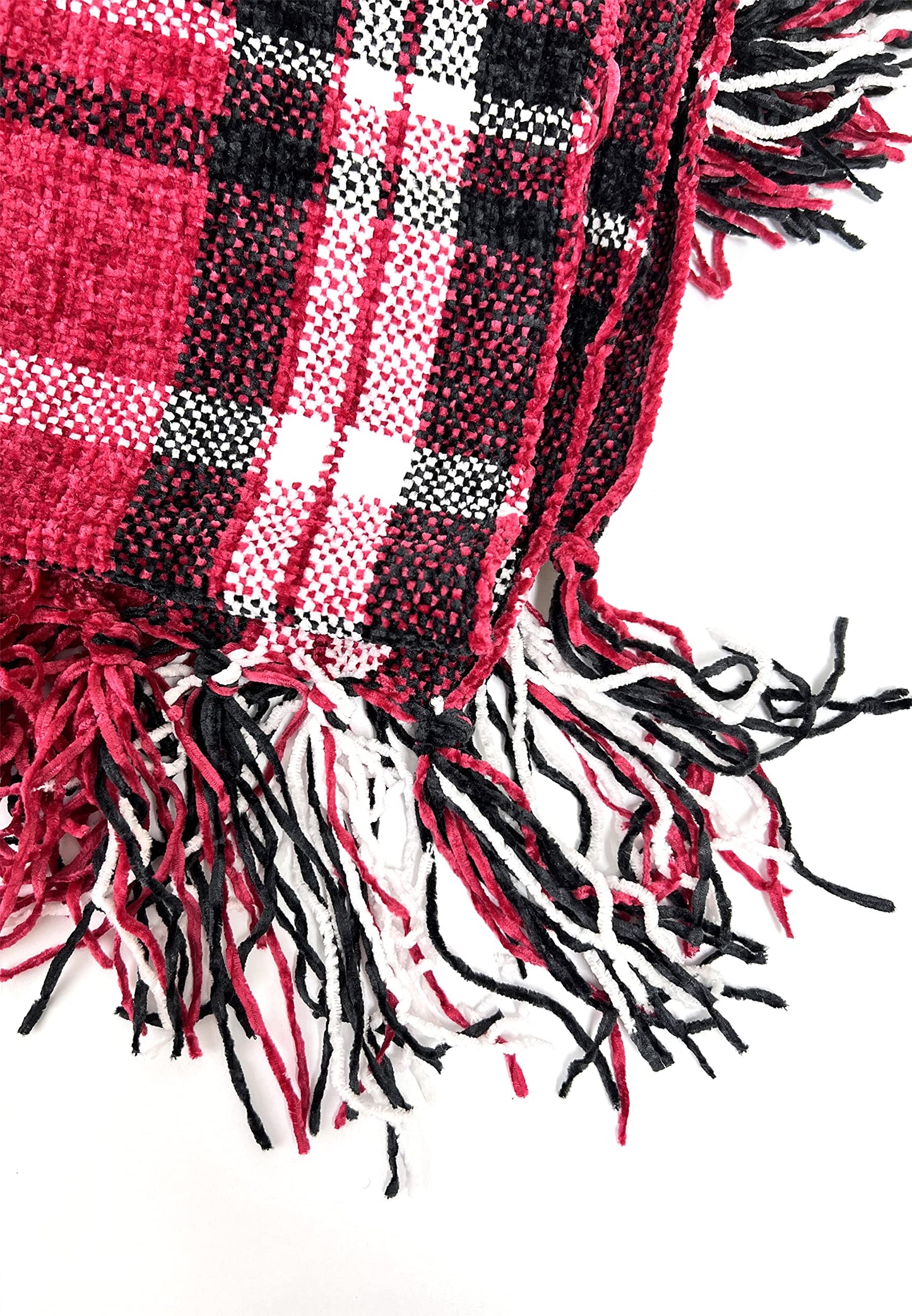 Fennco Styles Chenille Woven Plaid Tassel Throw Blanket 50" W x 60" L - Grey Soft Blanket for Bed, Couch, Sofa, Home, Office and Holidays Décor