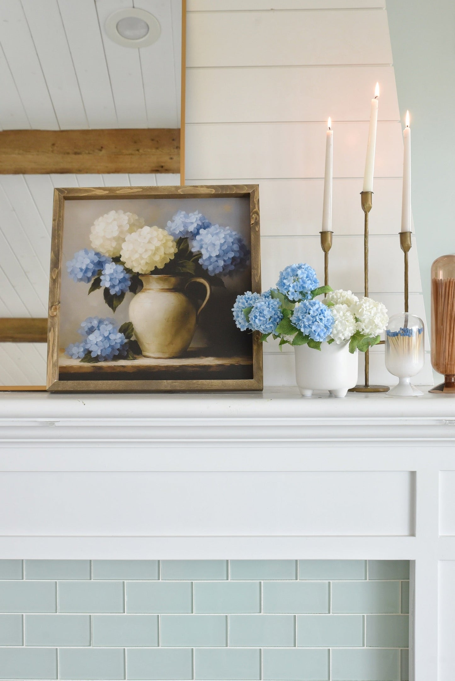 Blue and White Hydrangeas Framed Art