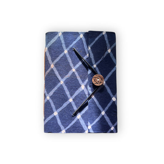 Handcrafted Recycled Paper Journal A5 - Navy Blue Stripes