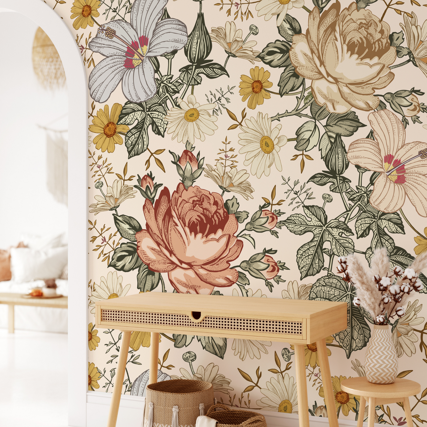 Mia (Cream) Wallpaper - 6 FT H X 15.8 FT W LUXE P&S