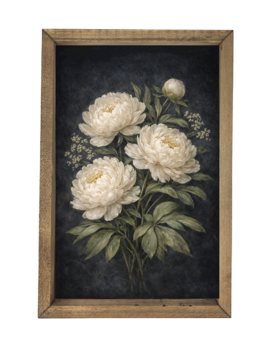 Moody Peonies Framed Art