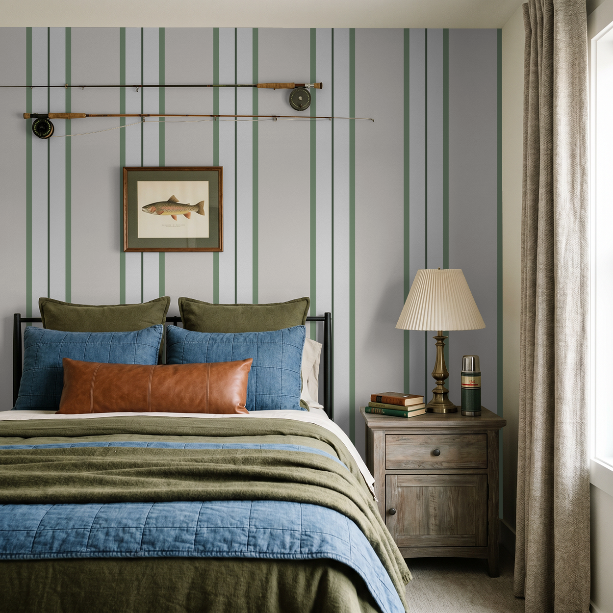 Montclair Stripes (Green) Wallpaper