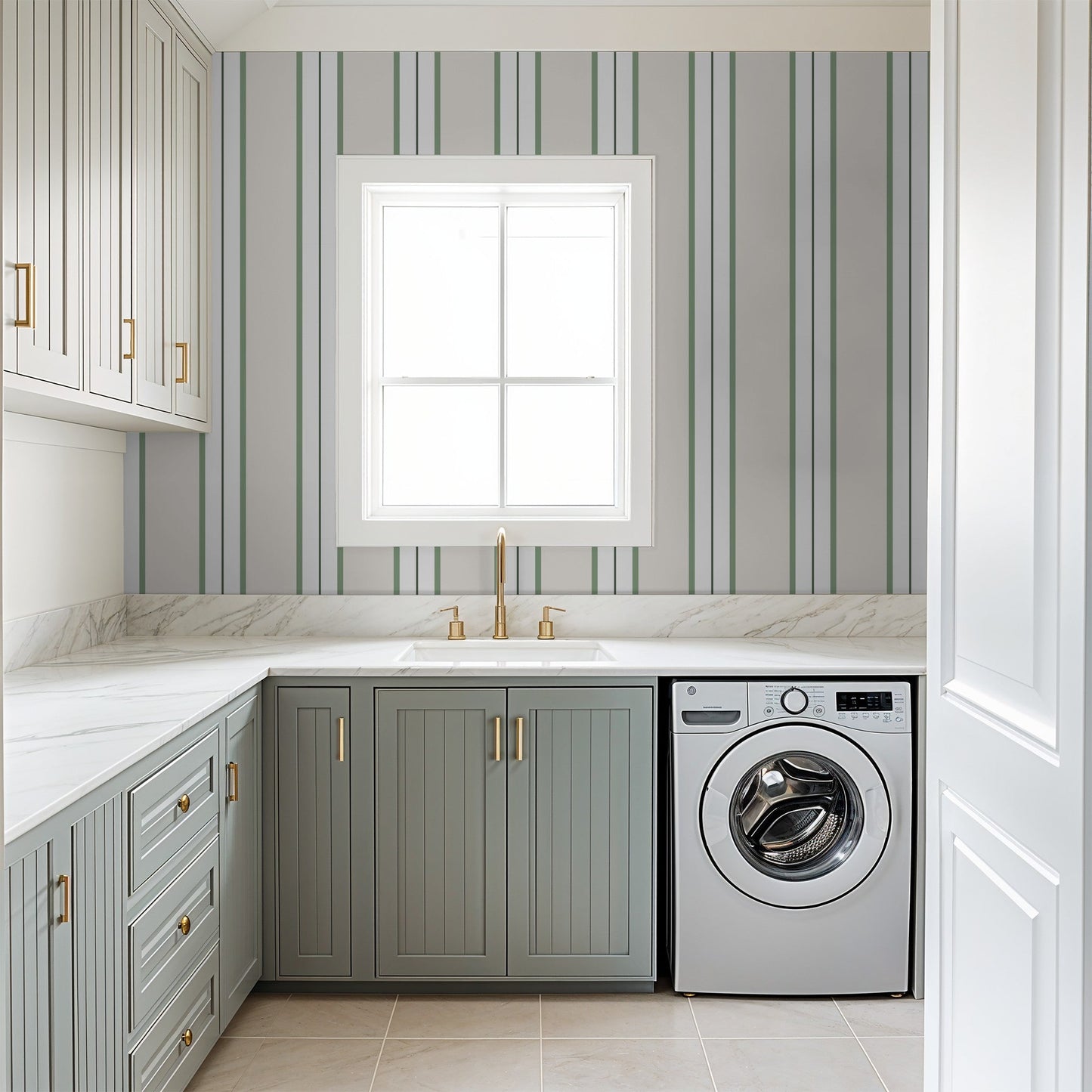 Montclair Stripes (Green) Wallpaper