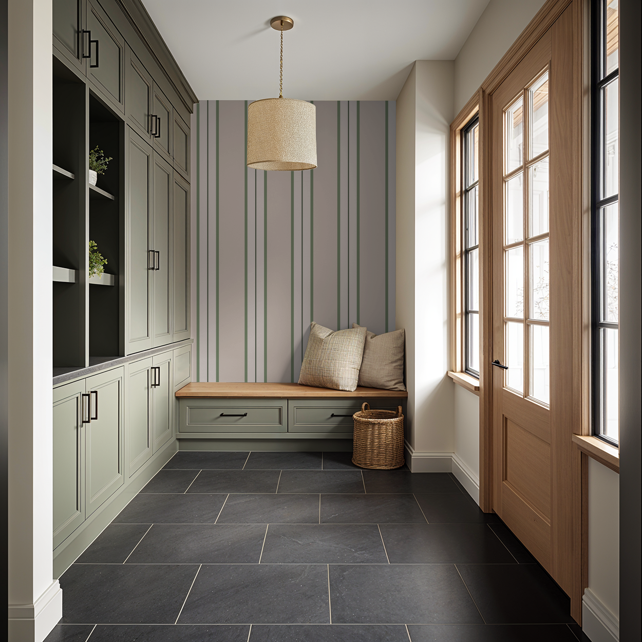 Montclair Stripes (Green) Wallpaper
