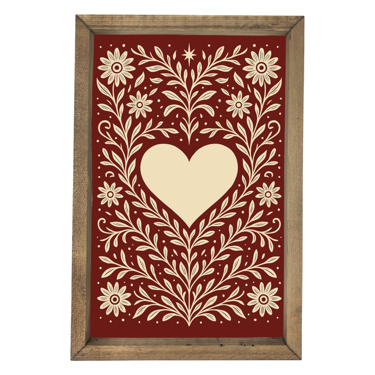 Folk Heart Dark Framed Art