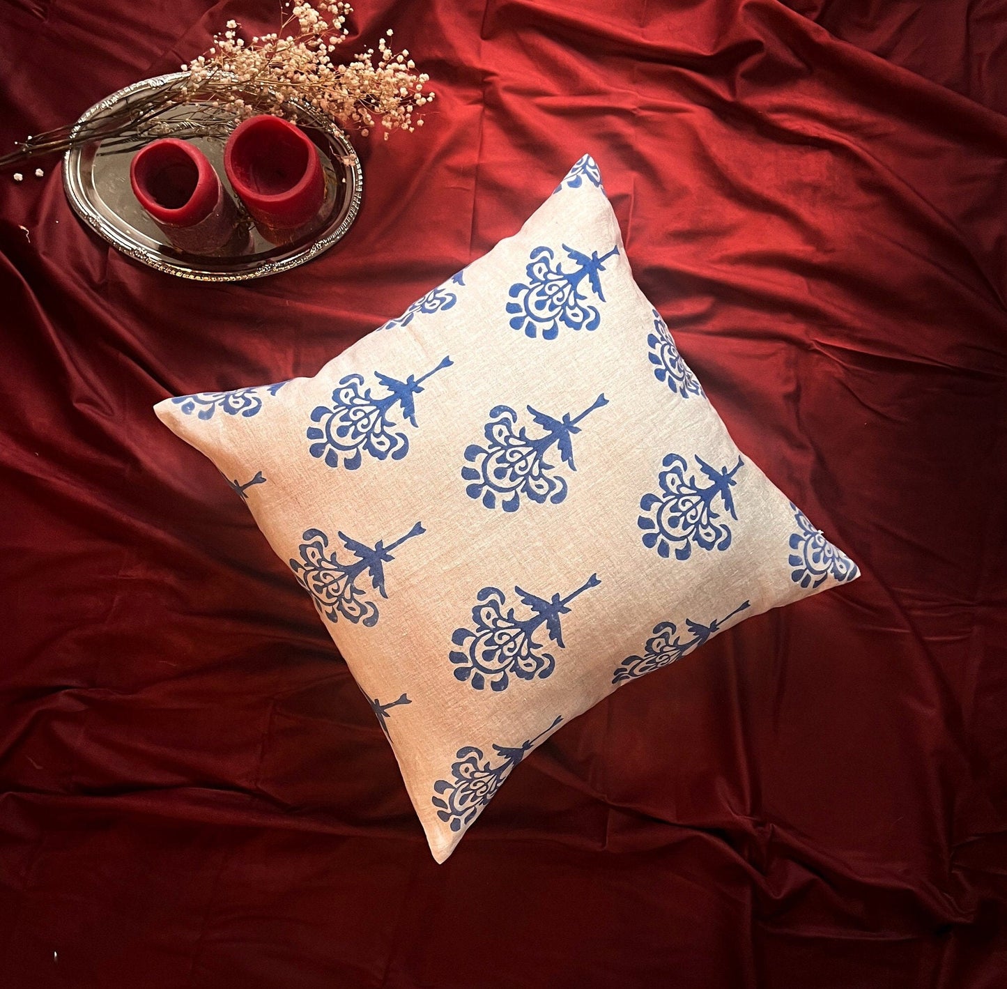 Blue Harmony - Pure Linen Throw Pillow Cover